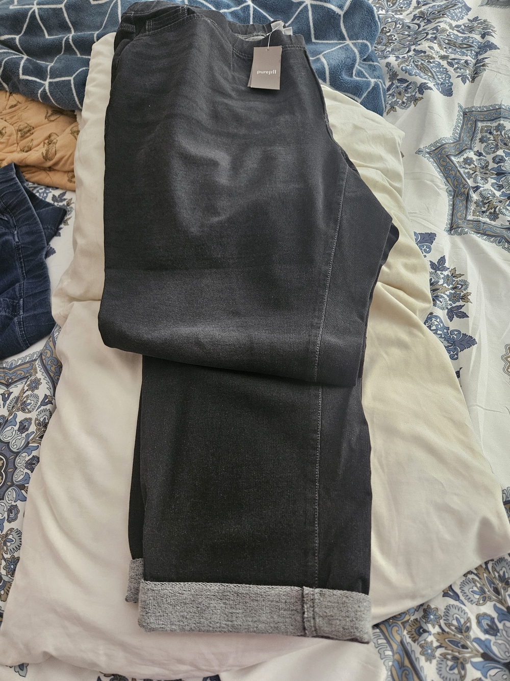 J. Jill Black Moon Wash Pull-On Denim Pants Cuffs 2x